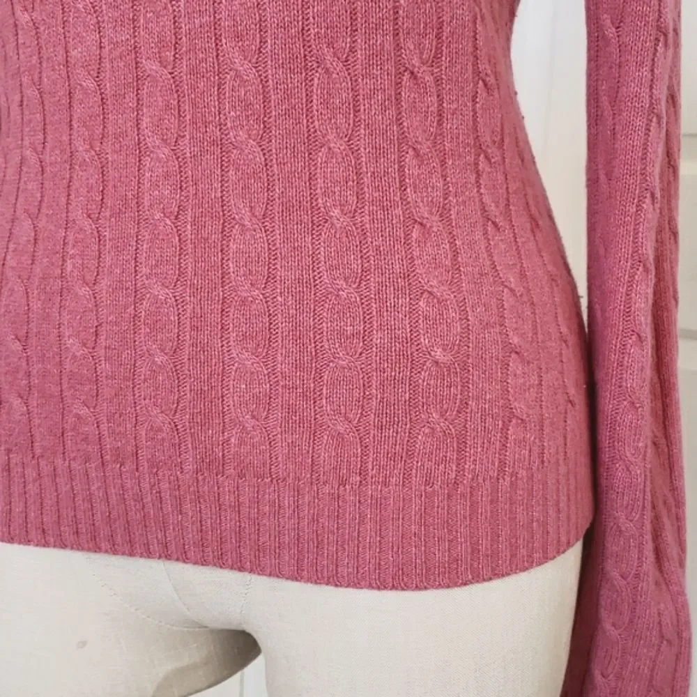 J.Crew Merino Wool Cashmere Angora Cableknit Sweater | Heather Red Pink | Size S